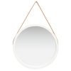 livraison la plus rapide Budget 🔥 VIDAXL Miroir Mural Avec Sangle 60 Cm Blanc 🌟 13