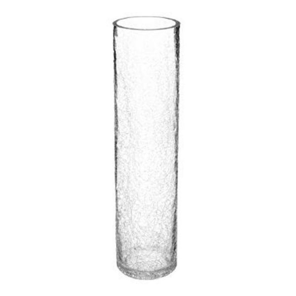 Offres 👏 Vase Cylindrique Design Craquelé 40cm Transparent ❤️ grande popularité 1